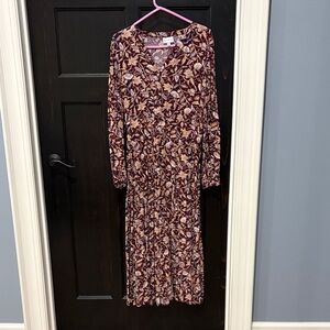 Wonderly Burgundy Floral Long Sleeve Dress